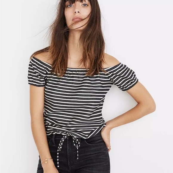Madewell Striped Melody Off-the-Shoulder Top - Picture 1 of 8